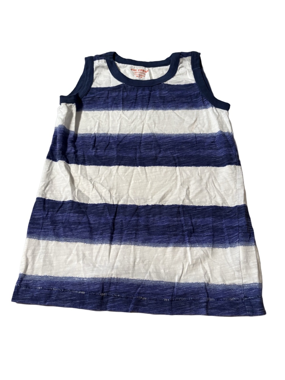 Joe Fresh Navy and White Striped Tank Top Size 7-8 (Medium)